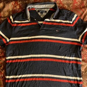 Tommy Hilfiger Men's Polo with Red and White Stripes
